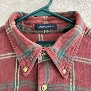 MacCluer Cotton Cashmere Button-Down‎ Shirt Large Timeless Long-Sleeve Red